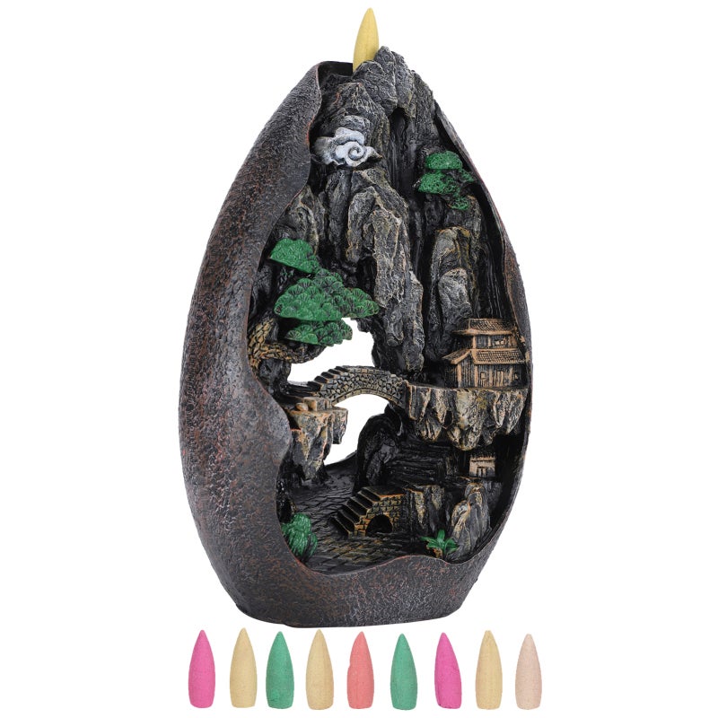 Backflow Incense Burner Compact Resin Waterfall Incense Holder - Sturdy Classic Design Meditation Aromatherapy Burner for Home Office Tea House Decor - Image 4