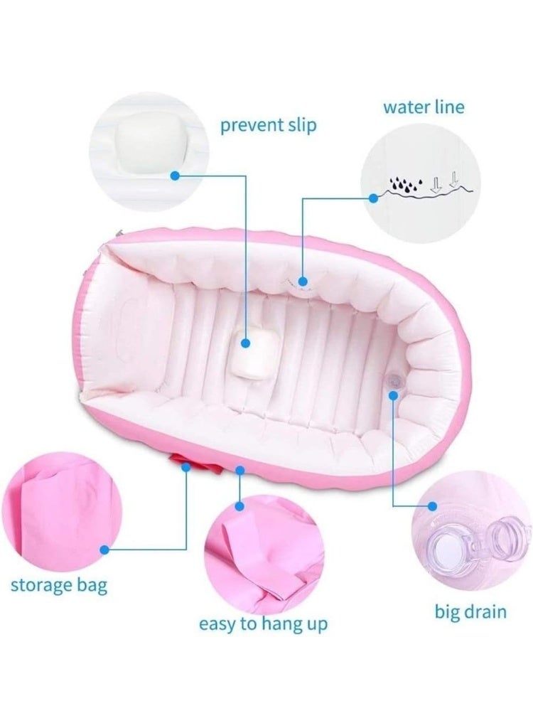 صندوق العاب حوض استحمام ناعم قابل للطي مناسب للسفر، حوض استحمام للأطفال قابل للنفخ ومضاد للانزلاق، مقاس كبير (مناسب للأعمار من 0 إلى 3 سنوات) + مضخة هواء - Image 4
