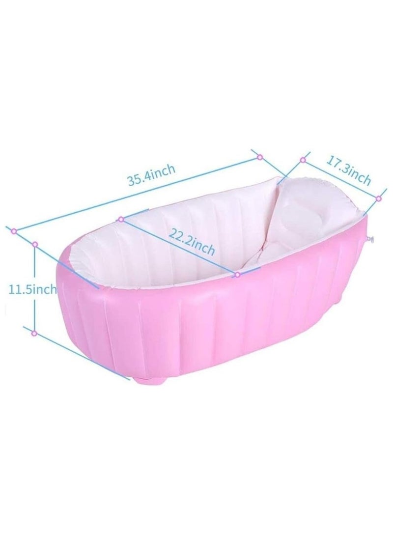 صندوق العاب حوض استحمام ناعم قابل للطي مناسب للسفر، حوض استحمام للأطفال قابل للنفخ ومضاد للانزلاق، مقاس كبير (مناسب للأعمار من 0 إلى 3 سنوات) + مضخة هواء - Image 5