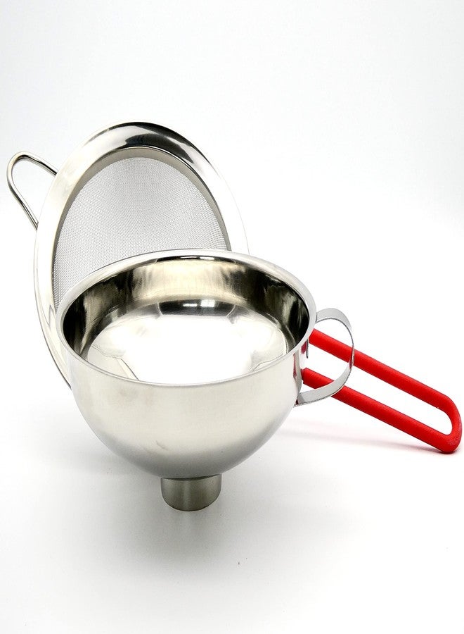 ICO Stainless Steel Canning Funnel and Sieve Set for Mason Jars & Whipped Cream Dispensers - Large Metal Kitchen Funnel with Strainer for Food Grade Infusions - Image 2