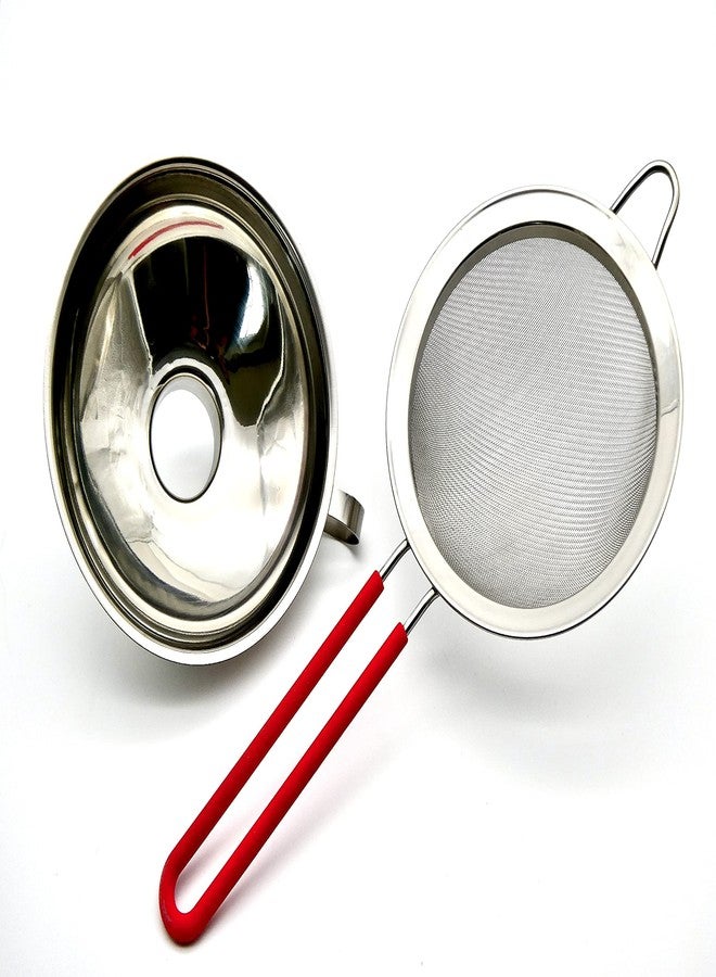 ICO Stainless Steel Canning Funnel and Sieve Set for Mason Jars & Whipped Cream Dispensers - Large Metal Kitchen Funnel with Strainer for Food Grade Infusions - Image 1