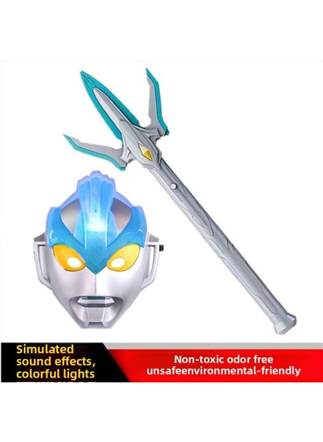 Generic - Galaxy Ultraman Spark Gun Summoner Spear Scepter Vic Torch Victory Pistol Transformation Superman Mask-Color:Galaxy Spark Gun + Type A Galaxy Glowing Mask - Image 1
