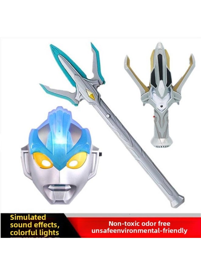 Generic - Galaxy Ultraman Spark Gun Summoner Spear Scepter Vic Torch Victory Pistol Transformation Superman Mask-Color:Galaxy Spark Gun + Type A Galaxy Glowing Mask - Image 1