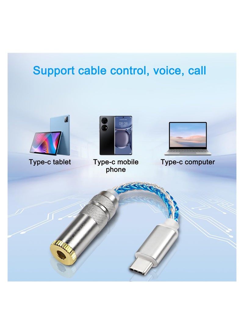 SYOSI - USB Type C to 4.4mm Balanced DAC Audio Adapter, Portable USB C Male to 4.4mm Female HiFi Headphone Jack Amp PCM 32bit/384kHz with 5N Single Crystal Silver Aux Cable for Type C Devices - Image 1