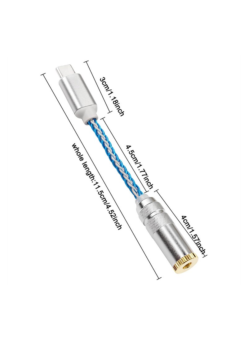 SYOSI - USB Type C to 4.4mm Balanced DAC Audio Adapter, Portable USB C Male to 4.4mm Female HiFi Headphone Jack Amp PCM 32bit/384kHz with 5N Single Crystal Silver Aux Cable for Type C Devices - Image 1