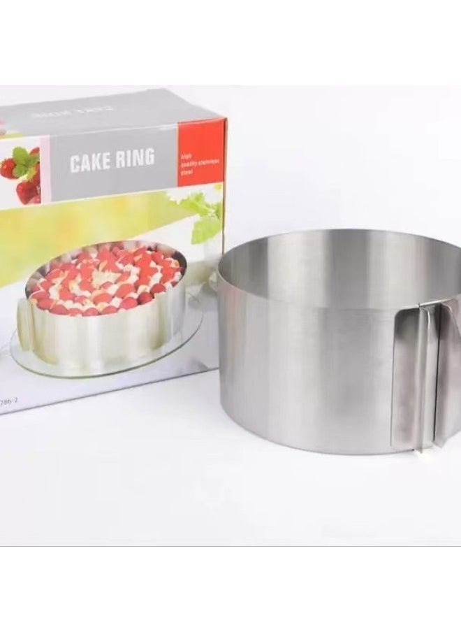73Hours 6-12 Inch Stainless Steel Round Mousse Ring Adjustable Telescopic Cake Grinder Toast Bread Mold Baking Tool-Specifications - Image 1