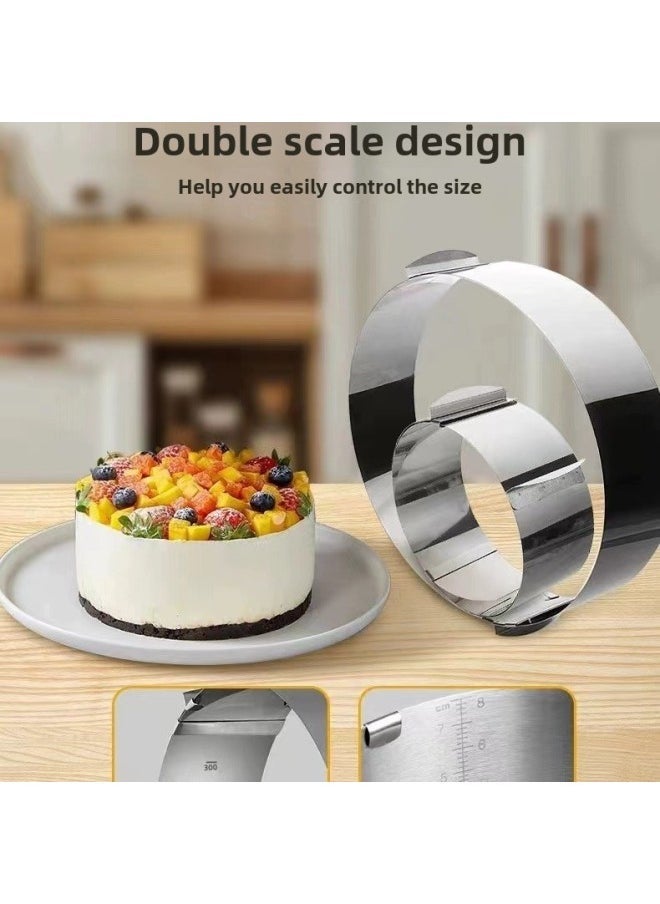 73Hours 6-12 Inch Stainless Steel Round Mousse Ring Adjustable Telescopic Cake Grinder Toast Bread Mold Baking Tool-Specifications - Image 4