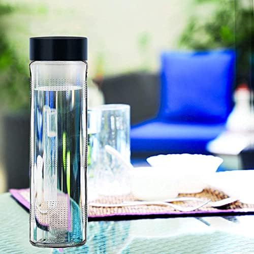 Vency 750ml Set Of 4 Glass Water Bottle Food Grade Airtight Water Bottle with Leak-Proof Black Lid - Water, Smoothie, Juicer and Beverage Glasses - 750ml (Set Of 4) - Image 3
