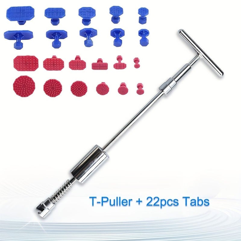 Paintsless Dent Repair Kit T Puller With 22pcs Tabs For Auto Bodywork Hail Damage Ding Removal - Image 3