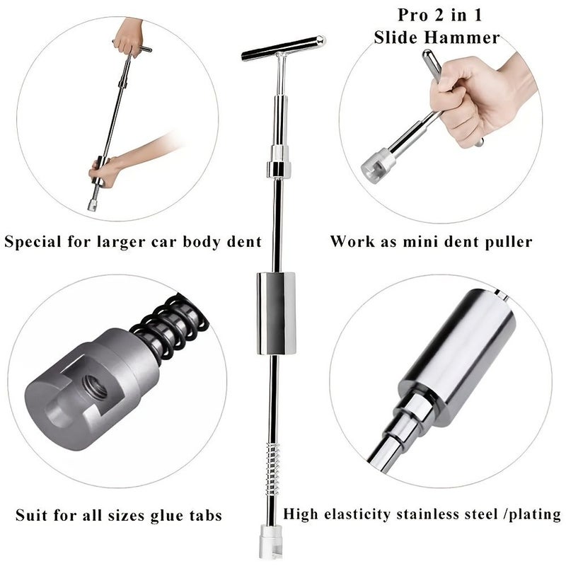 Paintsless Dent Repair Kit T Puller With 22pcs Tabs For Auto Bodywork Hail Damage Ding Removal - Image 4
