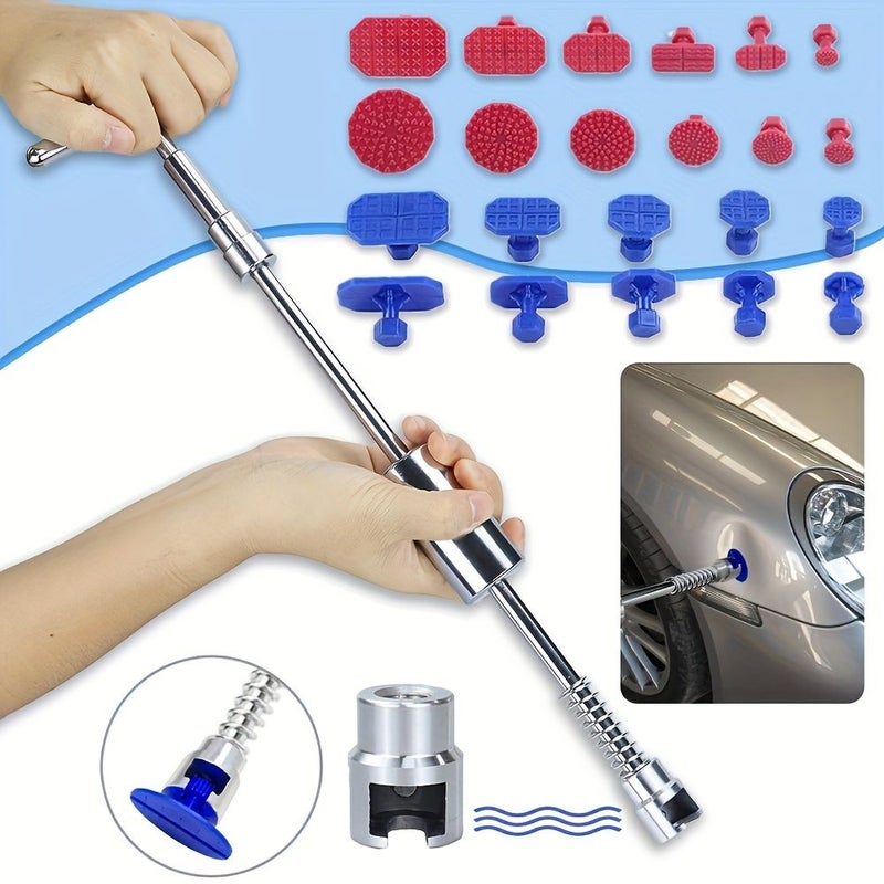 Paintsless Dent Repair Kit T Puller With 22pcs Tabs For Auto Bodywork Hail Damage Ding Removal - Image 1