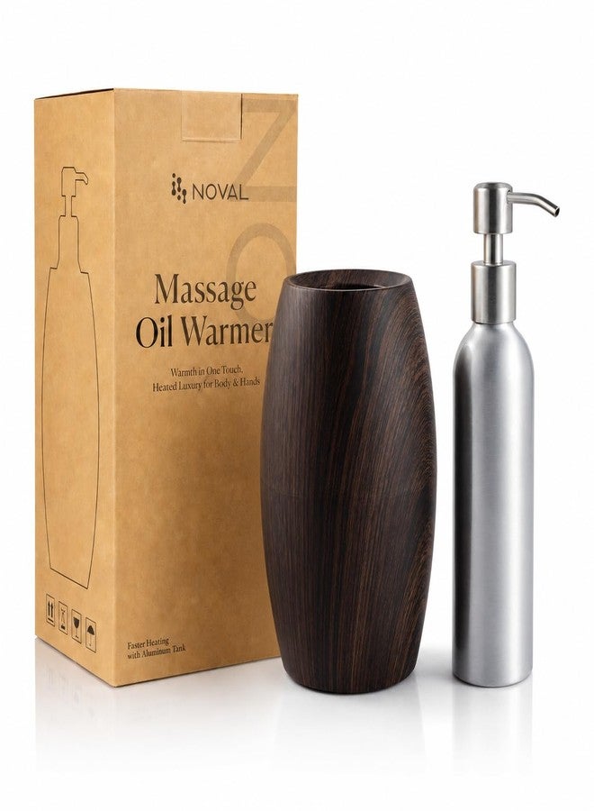 NOVAL Professional Massage Oil Warmer Heater with Leak Proof Aluminum Bottle 8.5 Fl.OZ 140°F Max Temperature Wood Grain Design for Salons and Home Spa - Image 1
