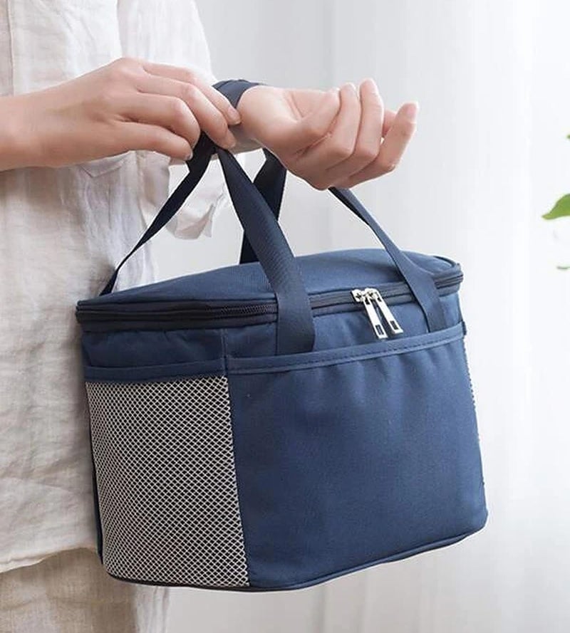 wolpin 1 Piece Lunch Bags for Office Men Women, Kids Insulated Travel Box/Tiffin/Storage Bag, College & School (Navy Blue) - Image 5
