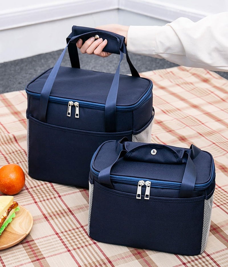 wolpin 1 Piece Lunch Bags for Office Men Women, Kids Insulated Travel Box/Tiffin/Storage Bag, College & School (Navy Blue) - Image 1