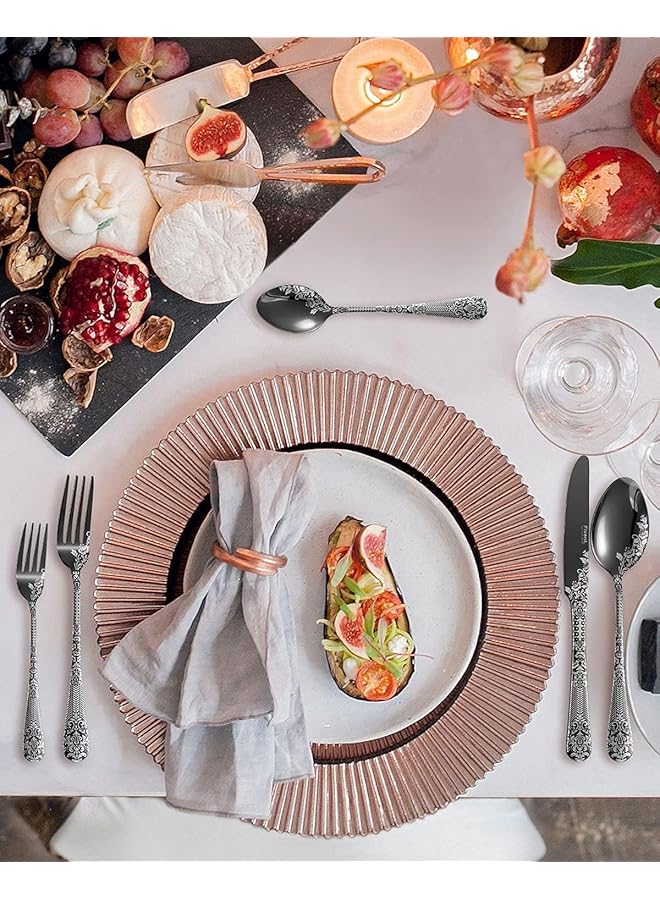 كاست ويف مجموعة أدوات مائدة من 20 قطعة، تتضمن 8 ملاعق، 8 شوك، 4 سكاكين، مصنوعة من الفولاذ المقاوم للصدأ، آمنة للاستخدام في غسالة الأطباق، أدوات مائدة مصقولة بمرآة، أدوات مائدة متينة، مطبخ منزلي - Image 5