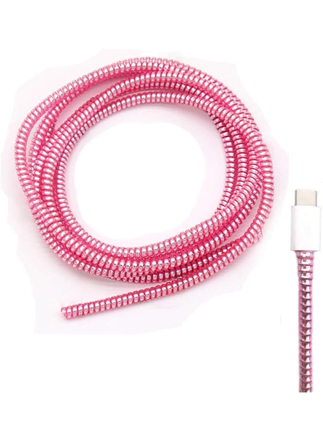 S-TOP 2 Cable Protectors, 60 Inch Protective Wire Repair, Spiral Cable Winding Stress Relief, Telephone Line Usb Data Line Cable Sheath (Pink) - Image 1