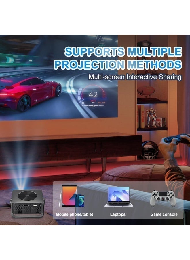 NexusTek 2026 HD Edition Smart Portable Projector 4K Decoding Native 1080P 390 ANSI Lumens Dual Band WiFi Auto Focus and Keystone 180 Degree Rotation Stand HiFi Sound Multi Device Support Home Theater Projector - Image 5