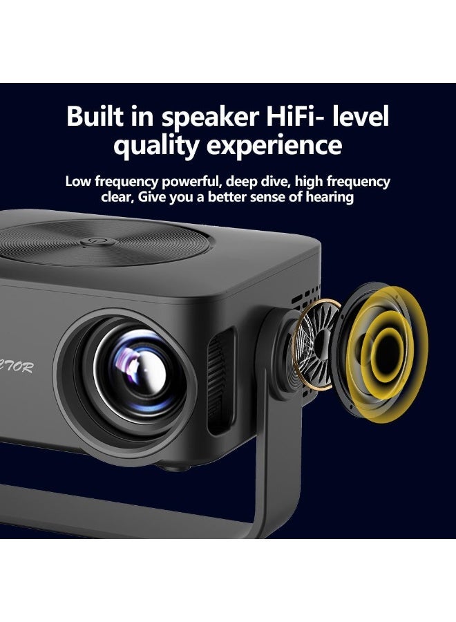 NexusTek 2026 HD Edition Smart Portable Projector 4K Decoding Native 1080P 390 ANSI Lumens Dual Band WiFi Auto Focus and Keystone 180 Degree Rotation Stand HiFi Sound Multi Device Support Home Theater Projector - Image 2