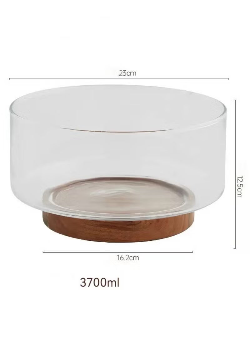 مجموعة وعاء سلطة زجاجي كبير مع قاعدة من خشب الأكاسيا وملحقات مجموعة التقديم - أساس مطبخ أنيق وعملي لحفلات، اجتماعات العائلة والاستخدام اليومي. - Image 3