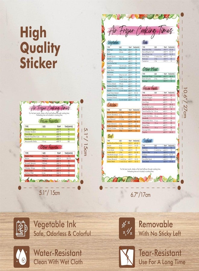 Gethelud Air Fryer Magnetic Cheat Sheet Set, 2 Magnetic Ver & 2 Removable Tear/Water Resistant Sticky Ver plus 68 Waterproof Blank Labels, Air Fryer Accessories Cook Times Quick Reference Guide for Cooking - Image 4