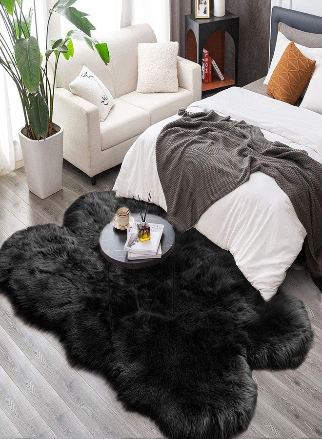 Latepis Black Faux Fur 4x6 Area Rug Tapetes para Sala for Bedroom Fluffy Plush Shag Rug for Living Room Furry Rugs Washable Rug Luxury Home Décor - Image 4