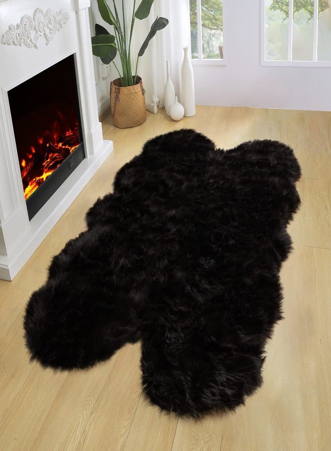 Latepis Black Faux Fur 4x6 Area Rug Tapetes para Sala for Bedroom Fluffy Plush Shag Rug for Living Room Furry Rugs Washable Rug Luxury Home Décor - Image 3