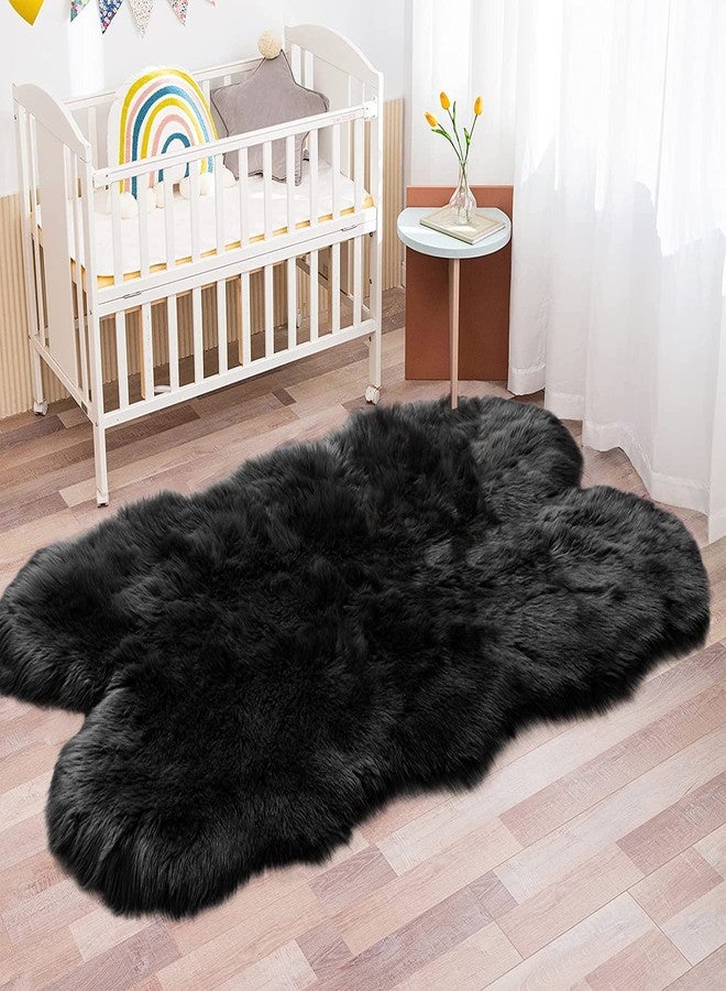Latepis Black Faux Fur 4x6 Area Rug Tapetes para Sala for Bedroom Fluffy Plush Shag Rug for Living Room Furry Rugs Washable Rug Luxury Home Décor - Image 2