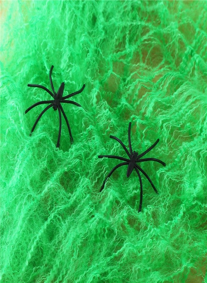 DECORA Halloween Party Favors 3 Pack Spider Webs & Webbing Stretchy Cobwebs for Indoor/Outdoor Decoration(25 Grams/Green) - Image 1