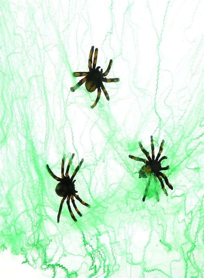 DECORA Halloween Party Favors 3 Pack Spider Webs & Webbing Stretchy Cobwebs for Indoor/Outdoor Decoration(25 Grams/Green) - Image 5