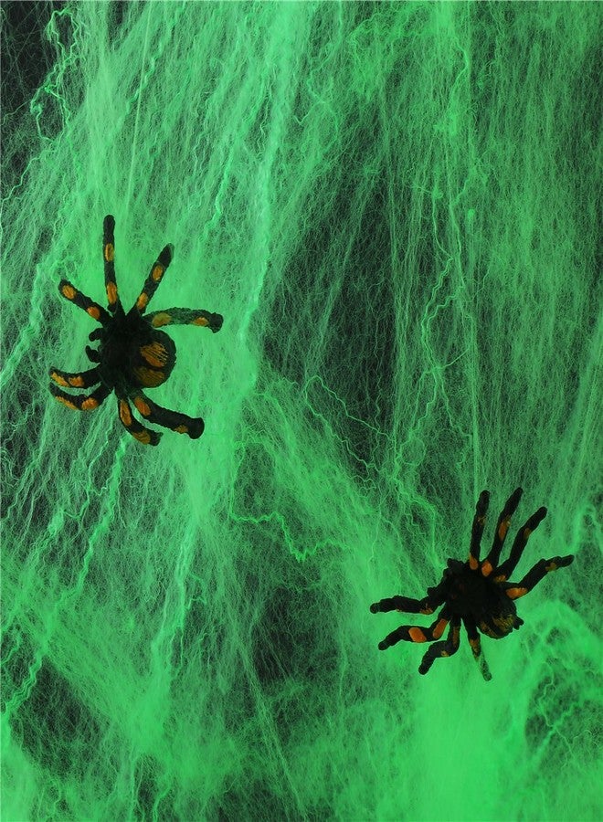 DECORA Halloween Party Favors 3 Pack Spider Webs & Webbing Stretchy Cobwebs for Indoor/Outdoor Decoration(25 Grams/Green) - Image 3