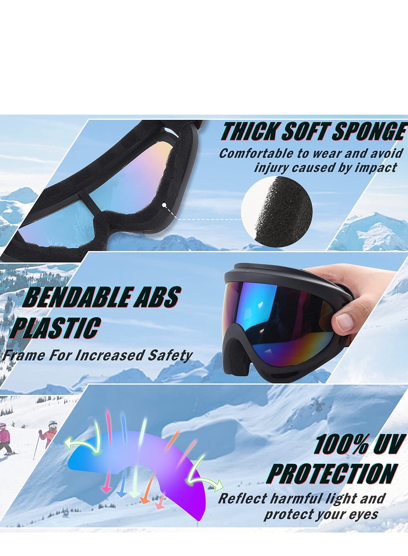KASTWAVE Motorcycle Goggles, 5 Pack Ski Goggles, Snowboard Snow Goggles for Men Women Kids Adult Youth, UV Protection Anti-fog Motorcycle Goggles - Image 3