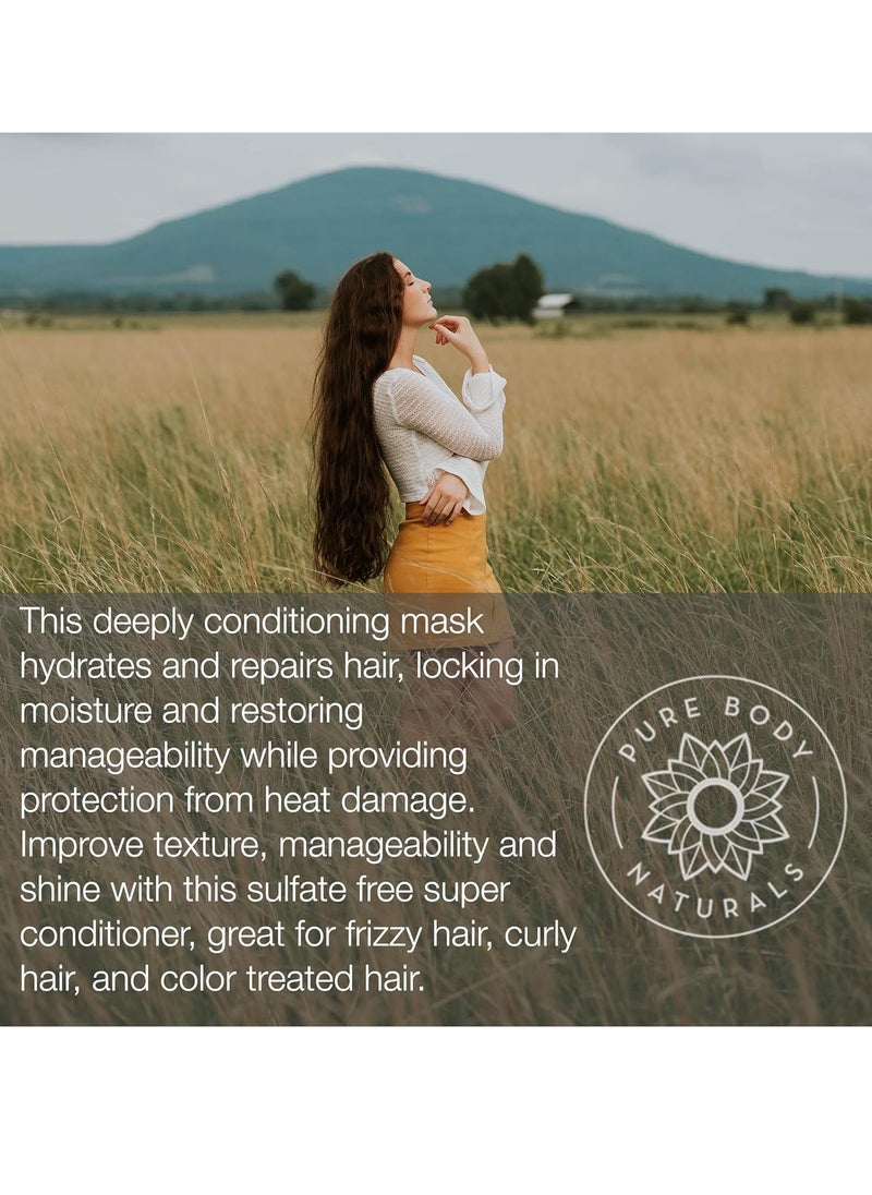 PURE BODY NATURALS Pure Body Naturals Coconut Oil Hair Mask, Deep Conditioning Hair Treatment for Dry Damaged and Color Treated Hair, Sulfate Free Hair Conditioner, Moisturizes, Repairs, 8.8 Fl Oz  - Image 3