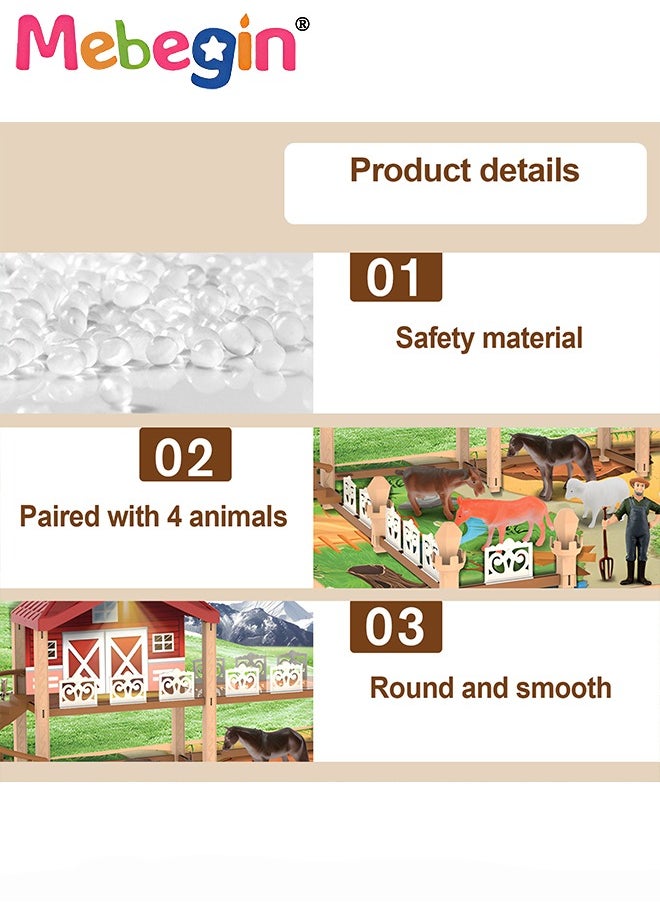 MEBEGIN Farm Animals Playset Toys, Plastic Farm Animals Figurines and Fence Play Toy, Toy Farm Kit with Farmer, Animals and Building, Farming Model Toys Gifts for Kids 3+  - Image 2