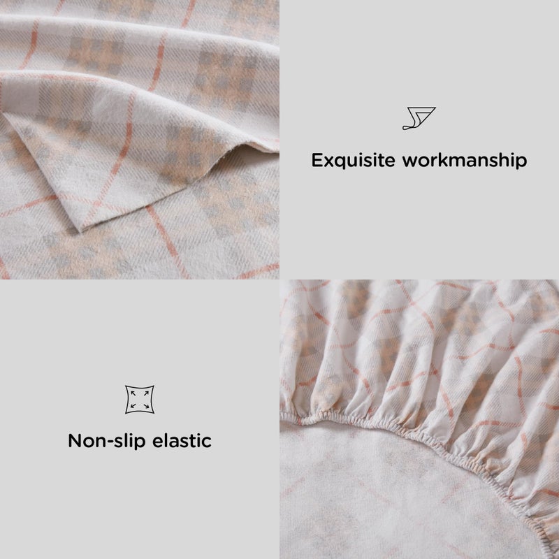 Codi Flannel Sheets Full Size- 4 Pieces Ultra Soft Warm Sheet Set  Cozy 100% Cotton Pink Plaid Bedsheets  Brushed for Extra Softness  Fall Themed  12 Inch Deep Pocket - Image 4