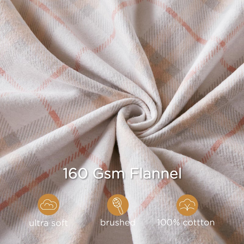 Codi Flannel Sheets Full Size- 4 Pieces Ultra Soft Warm Sheet Set  Cozy 100% Cotton Pink Plaid Bedsheets  Brushed for Extra Softness  Fall Themed  12 Inch Deep Pocket - Image 3