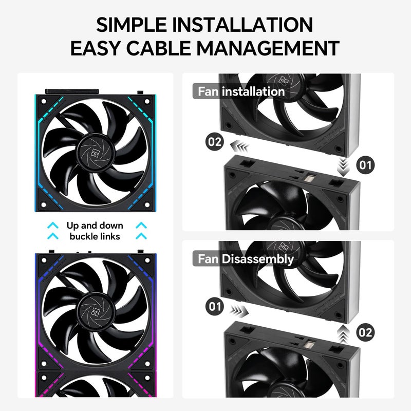 ثيرمالرايت مروحة تبريد حاسوب TL-M12Q X3 120 مم، متسلسلة | 2000 دورة في الدقيقة | تدفق هواء عالي | ARGB | إضاءة مرآة لا نهائية مزدوجة للبناءات المخصصة للألعاب (عبوة 3 قطع) - Image 3