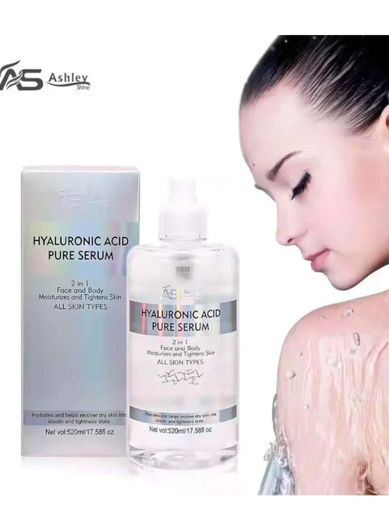 Ashley Hyaluronic Acid  PURE Serum  2 in 1 Face & Body MOIOTURIZES AND TIGHTENS SKIN ALL SKIN TYPES 520ml (Original) - Image 1