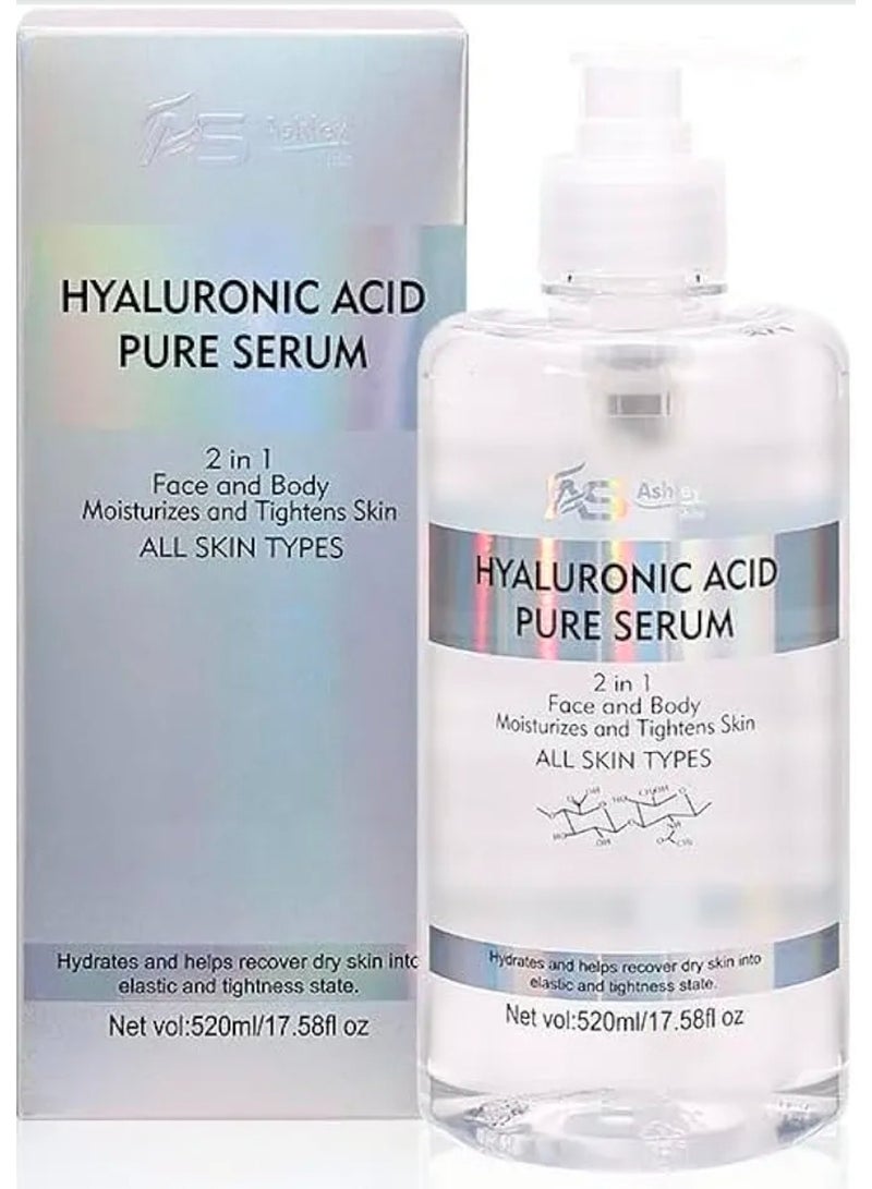 Ashley Hyaluronic Acid  PURE Serum  2 in 1 Face & Body MOIOTURIZES AND TIGHTENS SKIN ALL SKIN TYPES 520ml (Original) - Image 3