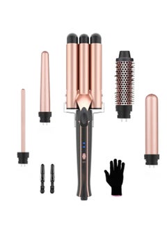 Generic Curling Wand Set, 5-IN-1 Hair Curler Iron, Professional Curling Wand Set, Instant Heat Up Hair Curler with 5 Interchangeable Ceramic Barrels (9-32mm), with Heat Protective Glove & 2 Clips (D)  - Image 1