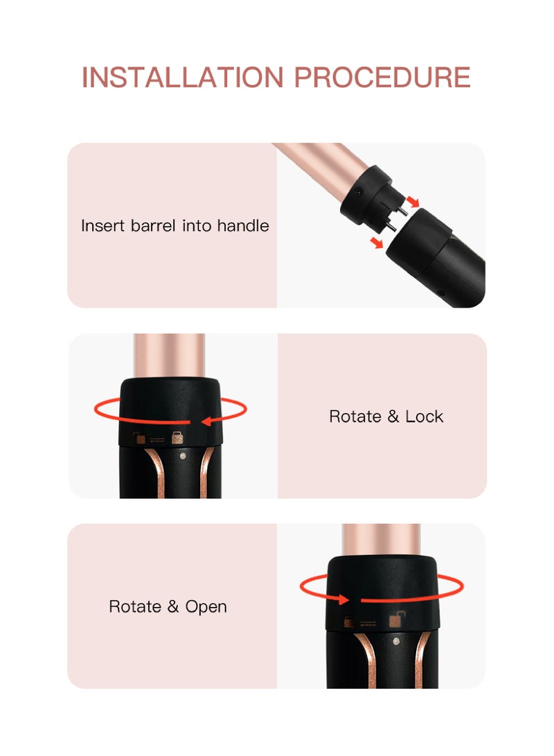 Generic Curling Wand Set, 5-IN-1 Hair Curler Iron, Professional Curling Wand Set, Instant Heat Up Hair Curler with 5 Interchangeable Ceramic Barrels (9-32mm), with Heat Protective Glove & 2 Clips (D)  - Image 4