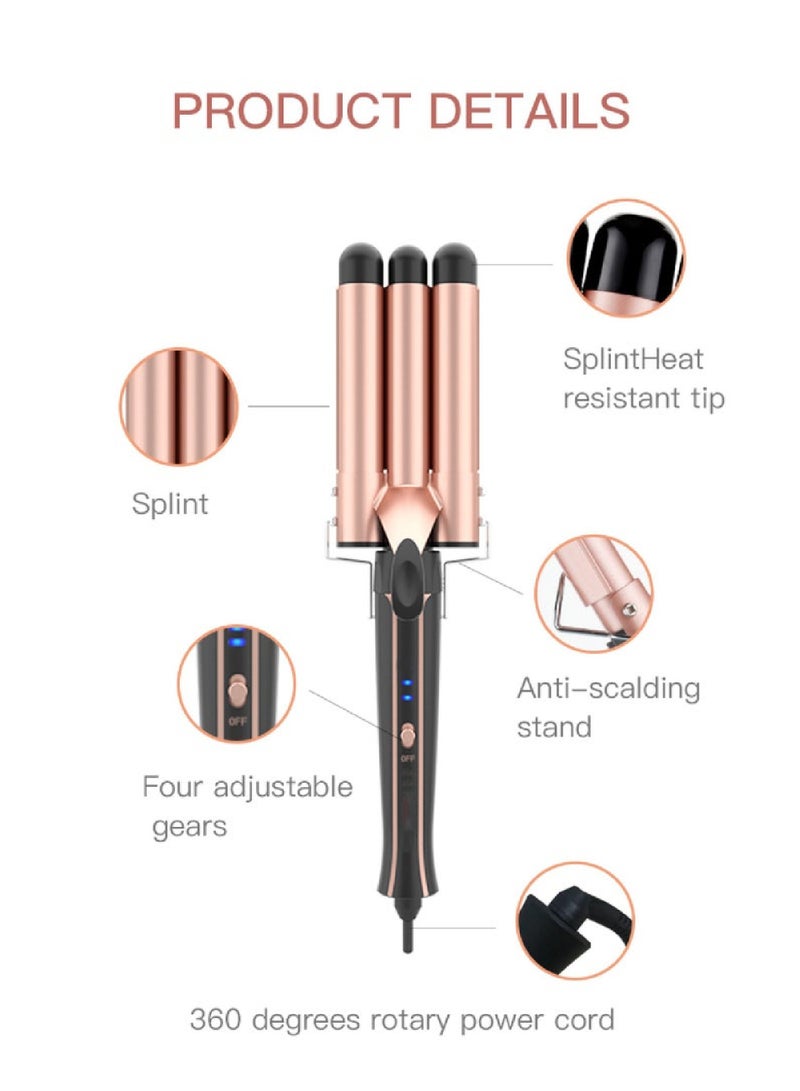 Generic Curling Wand Set, 5-IN-1 Hair Curler Iron, Professional Curling Wand Set, Instant Heat Up Hair Curler with 5 Interchangeable Ceramic Barrels (9-32mm), with Heat Protective Glove & 2 Clips (D)  - Image 3