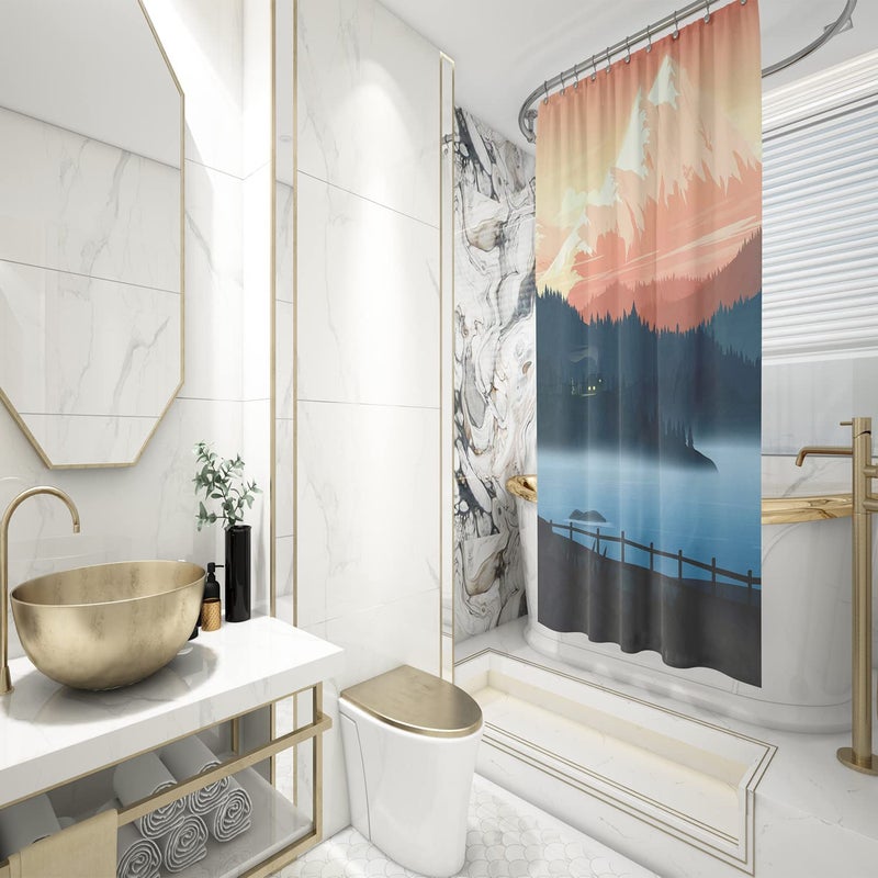 FING Bath Shower Curtain,Bathroom Curtain with Hook,Designer Shower Curtain for Bathroom,Bathtub, Decoration Modern Decorative Bathroom Curtains (Design_14) - Image 3