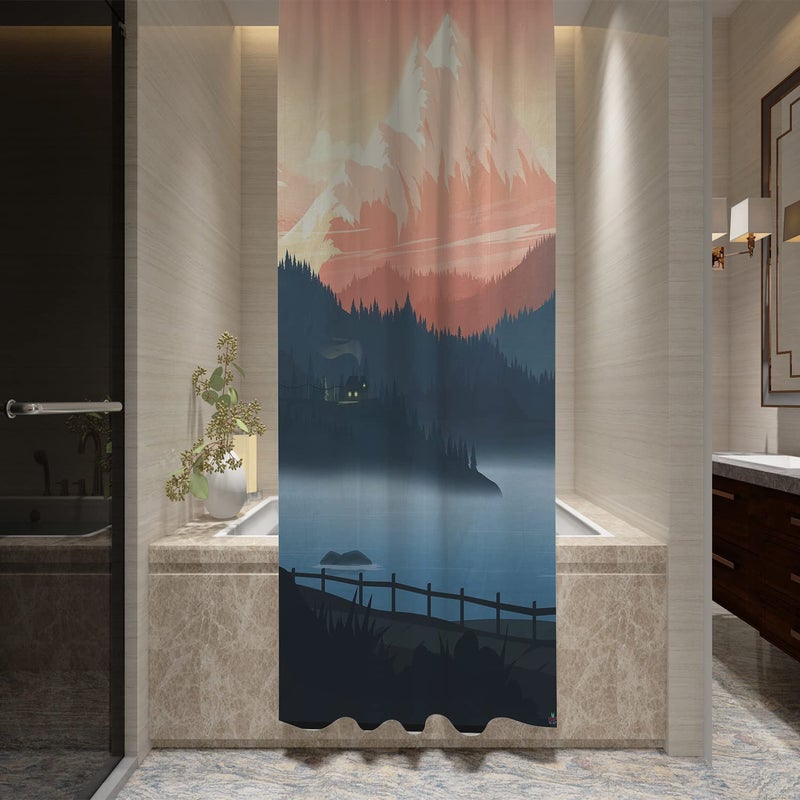 FING Bath Shower Curtain,Bathroom Curtain with Hook,Designer Shower Curtain for Bathroom,Bathtub, Decoration Modern Decorative Bathroom Curtains (Design_14) - Image 2