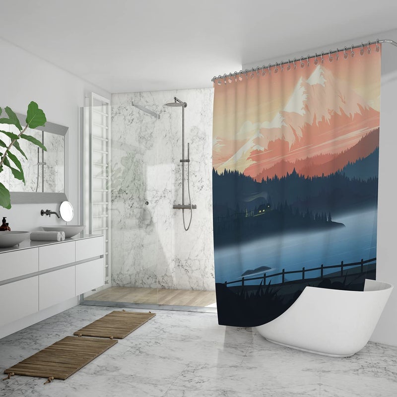FING Bath Shower Curtain,Bathroom Curtain with Hook,Designer Shower Curtain for Bathroom,Bathtub, Decoration Modern Decorative Bathroom Curtains (Design_14) - Image 4