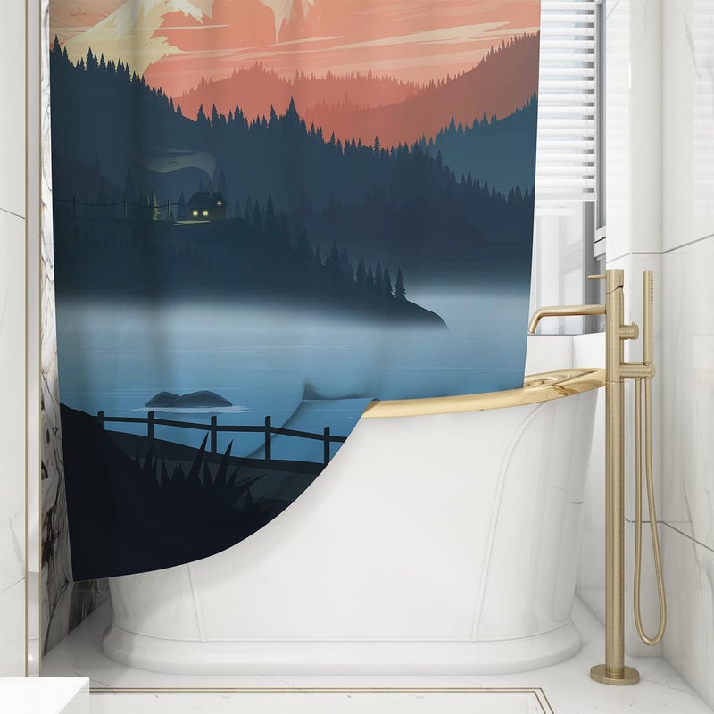 FING Bath Shower Curtain,Bathroom Curtain with Hook,Designer Shower Curtain for Bathroom,Bathtub, Decoration Modern Decorative Bathroom Curtains (Design_14) - Image 1