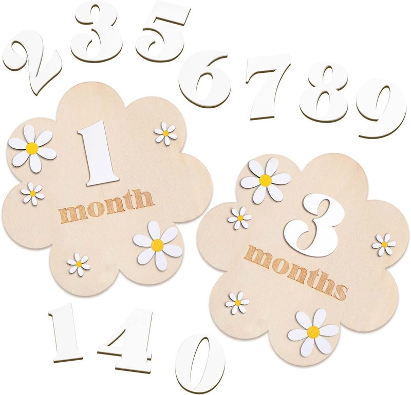 Haoser Wooden Baby Milestone|Boho Baby Milestone|Milestone Props For Babies Photo|Monthly Baby Milestone Marker|Baby Growth |Baby Milestone Marker,1 Count - Image 1