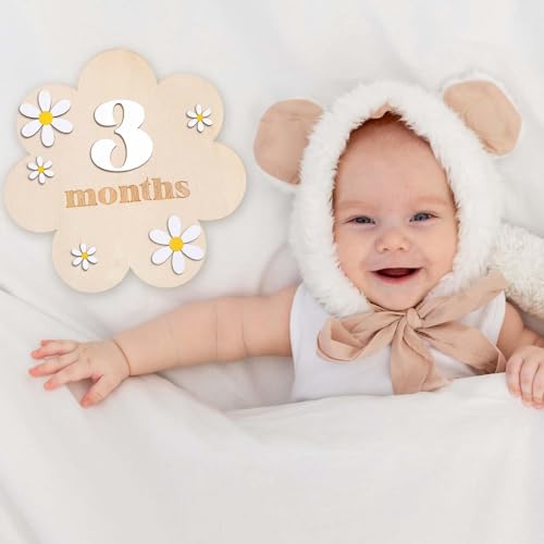 Haoser Wooden Baby Milestone|Boho Baby Milestone|Milestone Props For Babies Photo|Monthly Baby Milestone Marker|Baby Growth |Baby Milestone Marker,1 Count - Image 5
