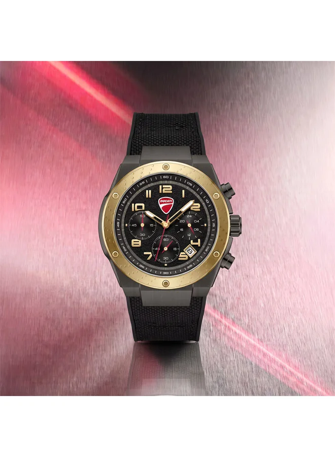 Ducati Black Trailmaster Black Dial, Silicone-Nylon Strap, Chronograph Watch for Men, 43mm for Men | Best Price UAE