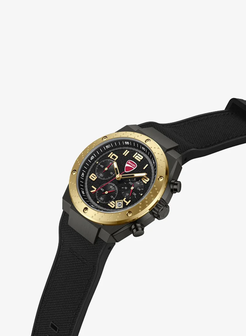 Ducati Trailmaster Black Dial, Silicone-Nylon Strap, Chronograph Watch for Men, 43mm