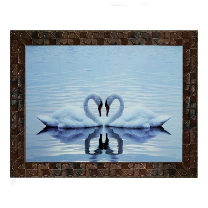 PAIR OF SWAN PAINTING SYNTHETIC WOOD 27X305X1CM MULTICOLOUR